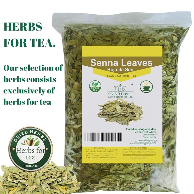 Natural Senna Leaves Hoja Sen Dried Herbal Leaves, Senna Raw Leaf, Hoja Sen Cut & Sifted Herbs, Non-GMO, Gluten-Free, Senna Alexandrina in a Resealable Bag (2oz)