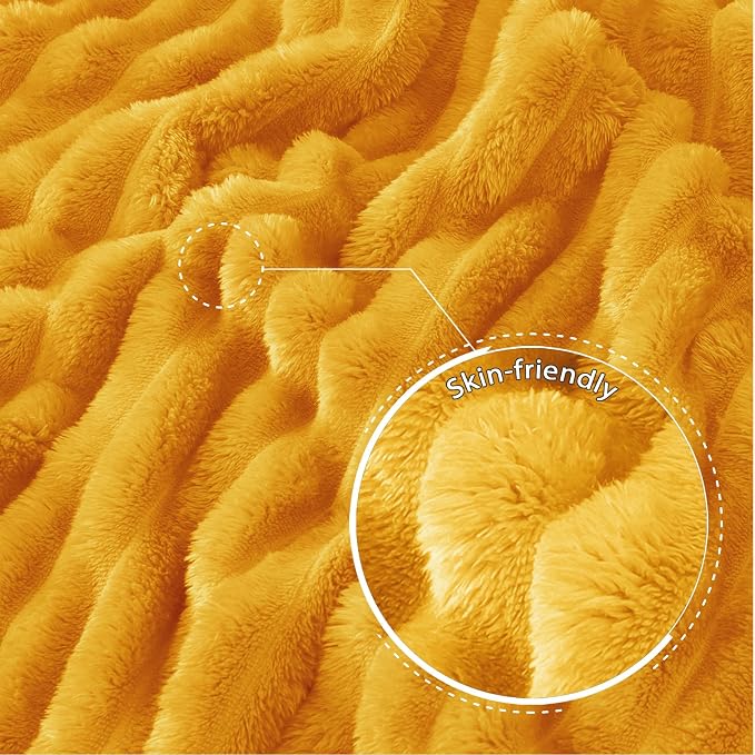 Exclusivo Mezcla Striped Twin Size Fleece Blanket for Bed, Couch, 60"x80" | Soft Breathable Cozy Bed Blankets, Lightweight Plush Fluffy Fuzzy Jacquard Decorative Blankets