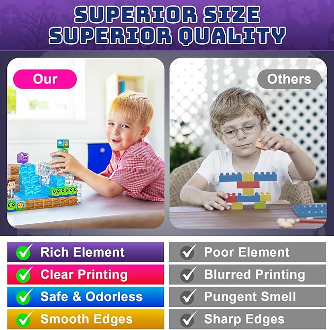 Magnetic Blocks, Magnetic Building Blocks for Kids, Stacking Mine Block with Storage Box, Montessori Sensory Constructions Toys for Boys Girls Age 3 4 5 6 7 8 9 10 Halloween Christmas Birthday Gifts