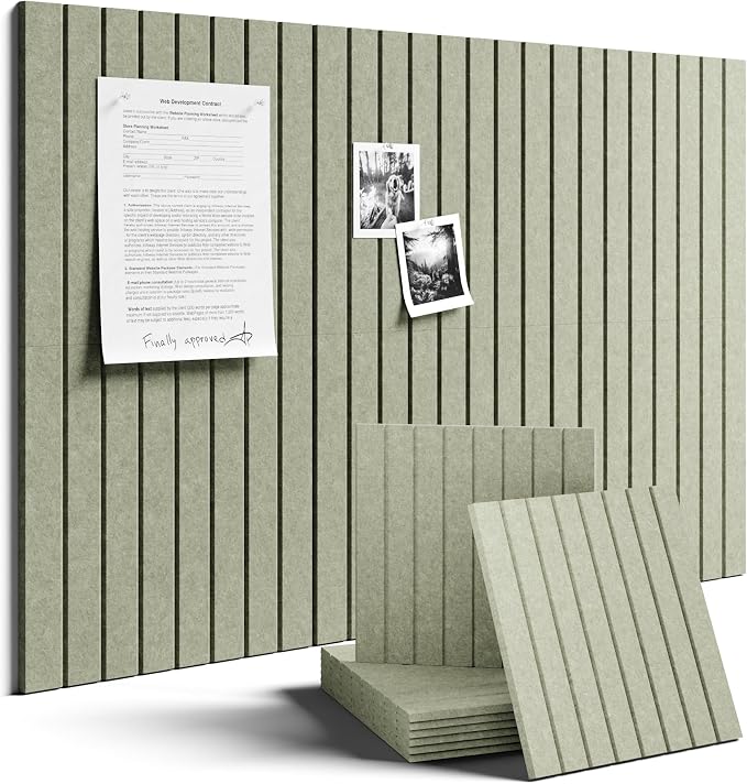 Fluxynara 36" x 24" Large Felt Bulletin Board, Sage | 6 Pack Cork Board Alternative with 30 Safe Adhesive Tabs, Pin Boards for Wall Decor, Home, Office, Classroom,Dorm