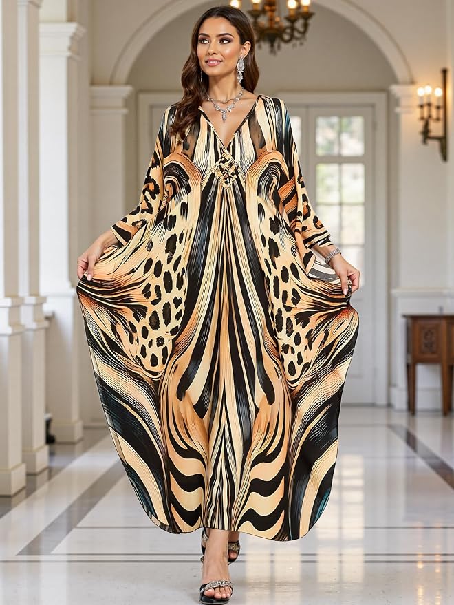 Mumu Dresses for Women Plus Size, Bohemian Kaftan Beach Cover Up Long Maxi Nightgown Soft Loungewear