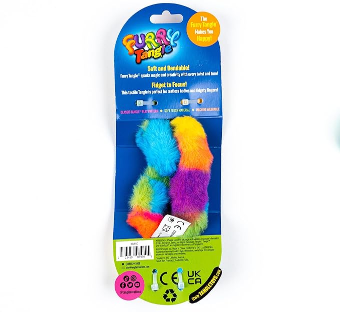 Tangle Furry Fidgets - New! Rainbow Kaleidescope - Plush Tangle Fidget Toy - Soft Colorful Plush Materials That Will Please Sensory Toy Lovers - Take Your Furry Fidget with You Everywhere!