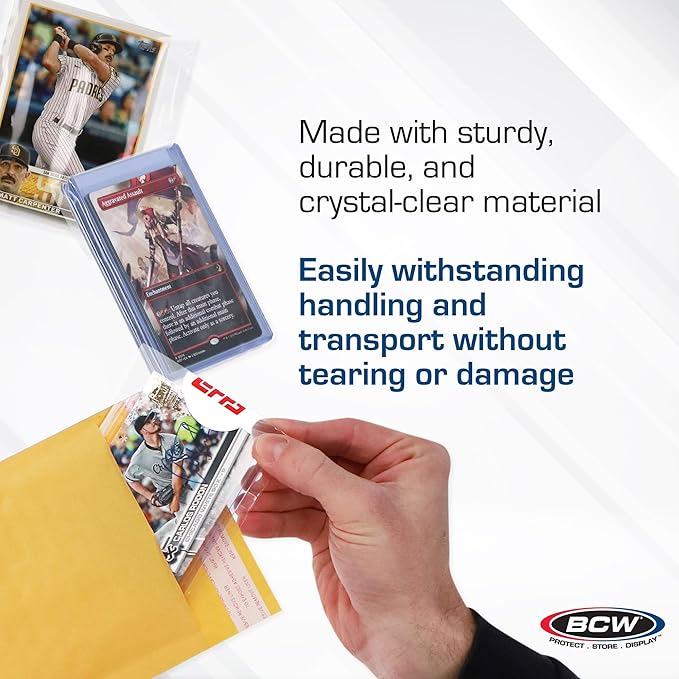BCW Resealable Team Set Bags – 200 Count | Holds 35 Loose Cards or 5 Standard 35pt Toploaders | Fits Magnetics up to 108pt | Acid-Free Team Bags for Trading Cards & Shipping