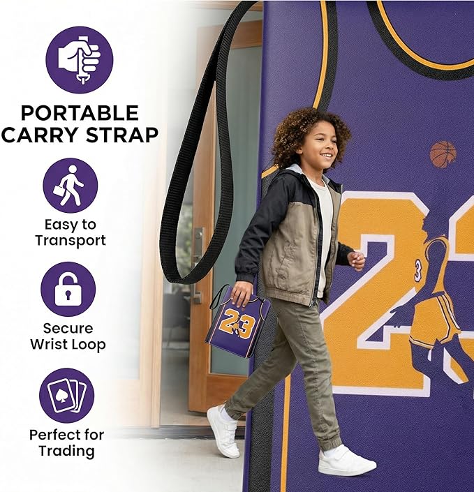 HBK Basketball Card Binder 400 Pockets - Waterproof PU Leather Sports Trading Card Holder with 50 Pages - 3 Ring Zipper Carrying Case for Collectors Kids Gift