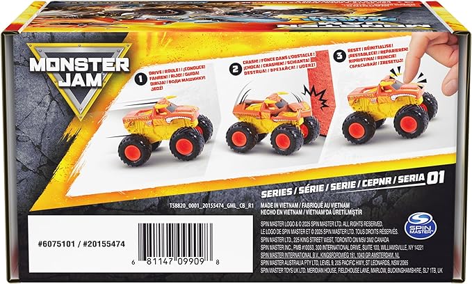 Monster Jam Smash & Bash 2-Pack Monster Trucks, Megalodon & El Toro Loco, 1:64 Die Cast Repairable Monster Truck, Kids Toys for Boy and Girls Ages 3 and up