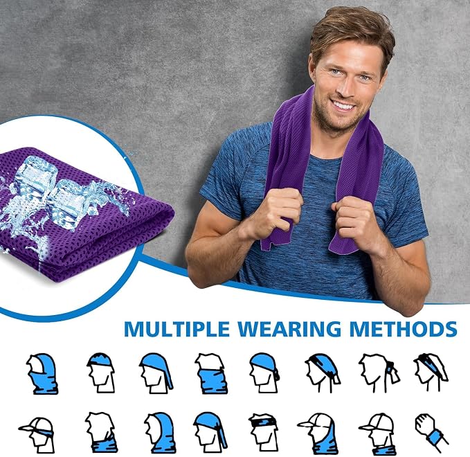 24 Pack Cooling Towels Bulk for Neck and Face 40"x12" Ice Cooling Sweat Rags Microfiber Soft Breathable Soft Chilly Towel for Yoga Golf Sport Running