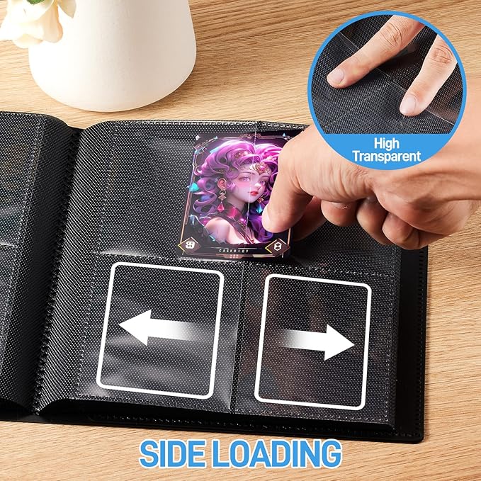 Card Binder, Upgraded 4 Pockets Trading Card Collection Binder for Cards, 160 Pockets Mini Card Book Holder Album - Black