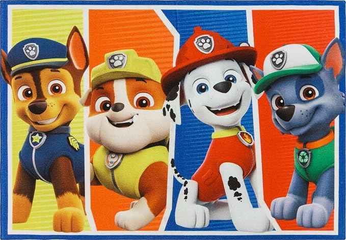 Gertmenian Nickelodeon Paw Patrol Licensed Indoor Kids Area Rug - 4x6 Large, Nonslip, Ideal for ‎Living Room, Bedroom, Game Room, Classroom, or Playroom - Chase Marshall Rubble Ryder, 19432