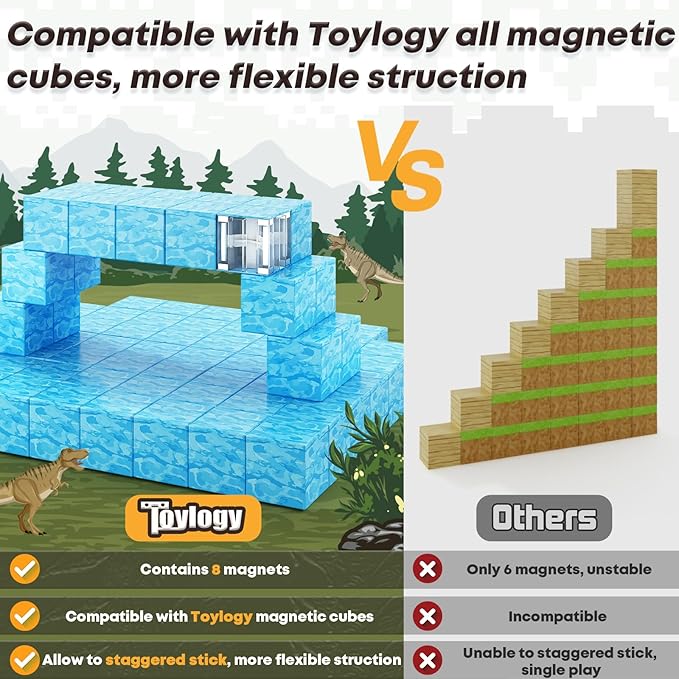 Magnetic Blocks-Build Mine Magnet World Water Edition, Magnetic Toys for Boys & Girls Age 3-4 4-5 6-8, STEM Montessori Sensory Toys for Toddlers Gifts for 3+ Years Old Girls Boys