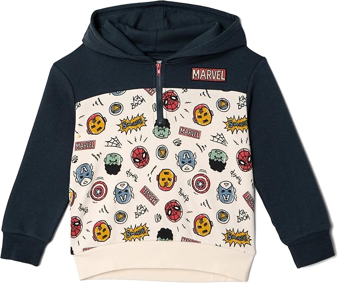 Marvel Avengers Spider-Man Fleece Half Zip Hoodie Toddler to Big Kid Sizes (2T - 18-20)