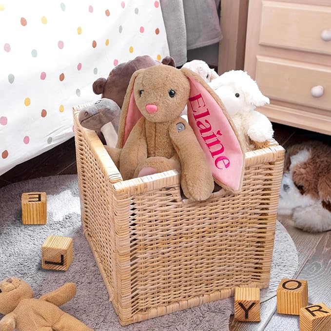 Customized Plush Bunny with Embroidered Name, Handmade Birthday Gifts for Toddlers Newborns & Kids, Personalized Stuffed Animal for Girls & Boys