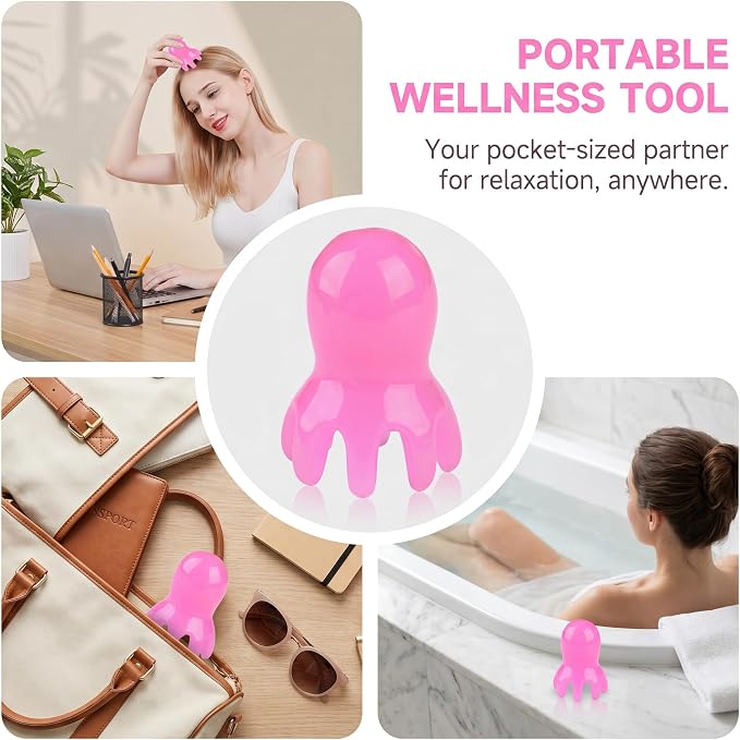 NIIIYTYB 2Pcs Head Massage Tools Scalp Massager and Scraper for Deep Relaxation Acupressure Massager Japanese Spa Hair Care Tool for Home Office Travel Rose Pink