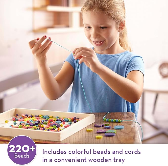 Melissa & Doug Created by Me! Bead Bouquet, Deluxe Wooden Jewelry Making Kit, 220+ Bright Colored Beads & Cords, DIY Necklace & Bracelet Making Kit, Arts & Crafts Toddler Toys for Kids Ages 4+