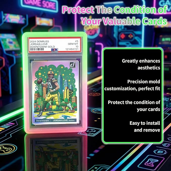 NAKIS Slab Guard for PSA Graded Cards, 5-Pack TPU Slab Protector Graded Guard Bumper Guard for PSA Graded Card Only, Gradient Color Glitter Limited Edition, (5) Multi-Color Combination 4