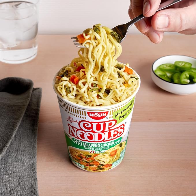 Nissin Cup Noodles, Spicy Jalapeno Chicken (Pack of 12) | Ramen Noodle Soup