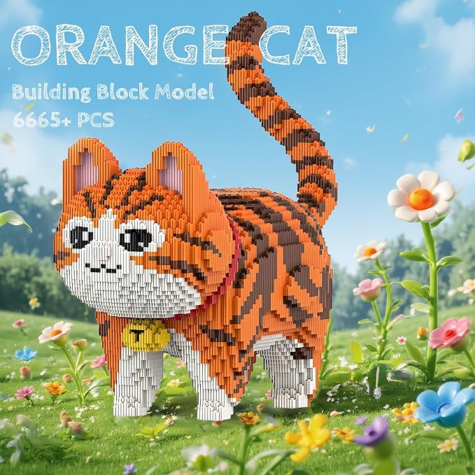 Orange Cat Micro Building Blocks Set Laegr Animal Model Kits Toys Gift for Adult and Kids 6665 Pieces