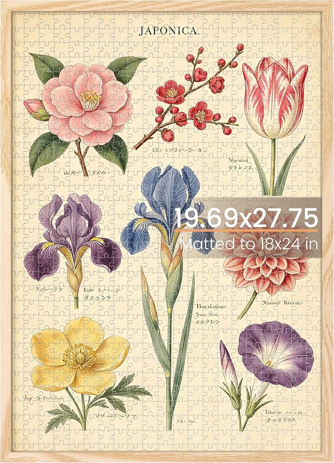 upsimples 19.7x27.6 Puzzle Frame, Display 18x24in with Mat or 50x70cm Without, Wall Hanging 1000 Pieces Puzzles Frames, Natural Style, 1 Pack