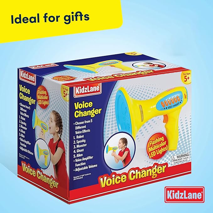 Kidzlane Voice Changer for Kids - Kids Microphone Toy with LED Lights and 5 Different Sound Effects - Voice Changer for Girls, Boys, Teens Age 5 Years and Up - Blue