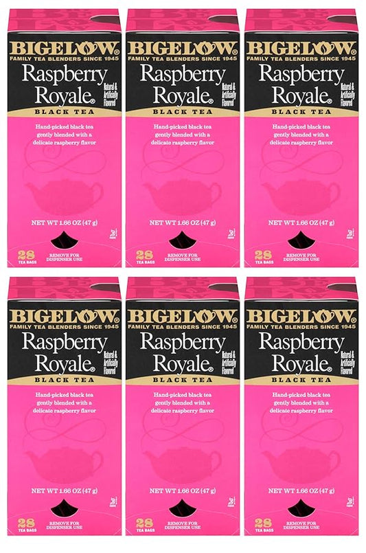 Bigelow Raspberry Royale Tea Bags 28-Count Boxes (Pack of 6) Black Tea Bags All Natural Gluten Free Rich in Antioxidants
