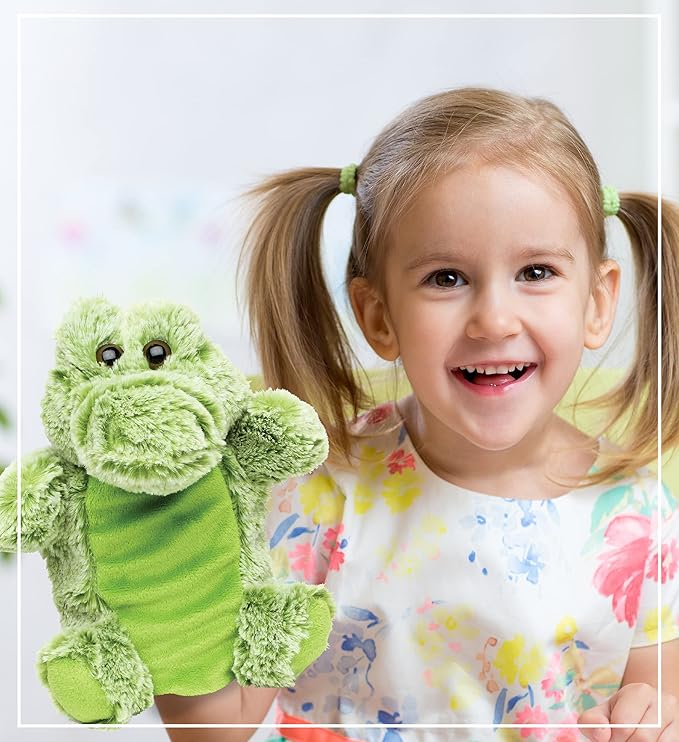 DolliBu Alligator Plush Hand Puppet For Kids - Soft Plush Stuffed Animal Hand Puppet Toy for Puppet Show Games Puppet Theaters for Kids, Adult Cute Puppets Educational Toy to Teach Children & Toddlers