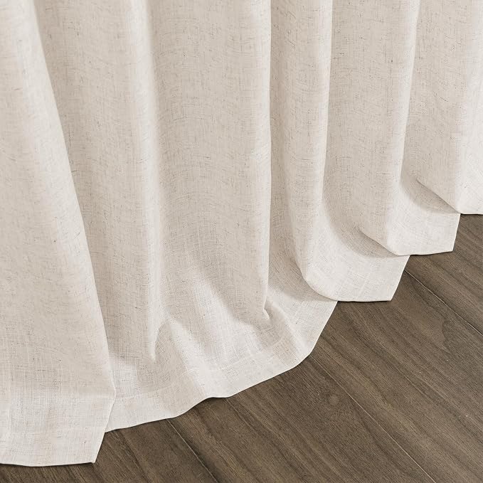 Nanspring Linen 102 Inch Long Curtains for Living Room 2 Panels Back Tab Pocket Semi Sheer Light Filtering Curtains Bohemian Rustic Beige Solid Color Drapes for Sliding Glass Door Bedroom 40x102