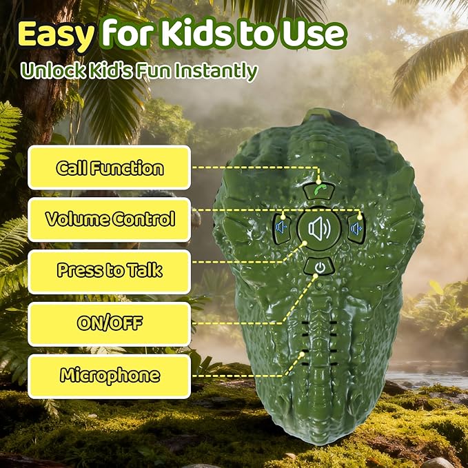 Vvinca Walkie Talkies for Kids 2 Pack Dinosaur - Toys for Boys Age 3-5 5-7 8-12 T-Rex Adjustable Strap Long Range Clear Sound Dino Walkie Talkie Outdoor Camping Christmas Birthday Gifts Toddlers