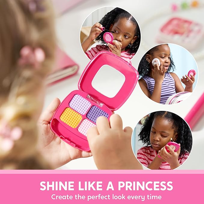 SYNCFUN Play Purse Set for Little Girls, 27 PCS Princess Toy Set with Handbags, Makeup, Phone, Wallet, Jewelry, Lipstick & Keys, for Girls 3 4 5 6 Years Old Toddlers Kids