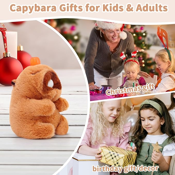 Cute Capybara Plush Toy with Bubble Capibara Stuffed Animal for Back to School Gifts, Keychain & Backpack Charm, Desk Decor, Birthday Party Favor, Stress Relief Toys for Kids Aduts (Style A)