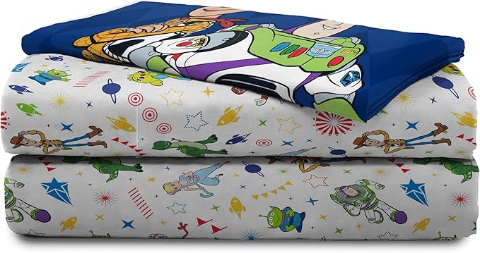 Jay Franco Kids Sheet Set with Fitted, Flat Sheets & Pillow Cover - Ultra-Soft Bedding with Pillowcase for Room Decor, White - Toy Story, 3 Piece Twin