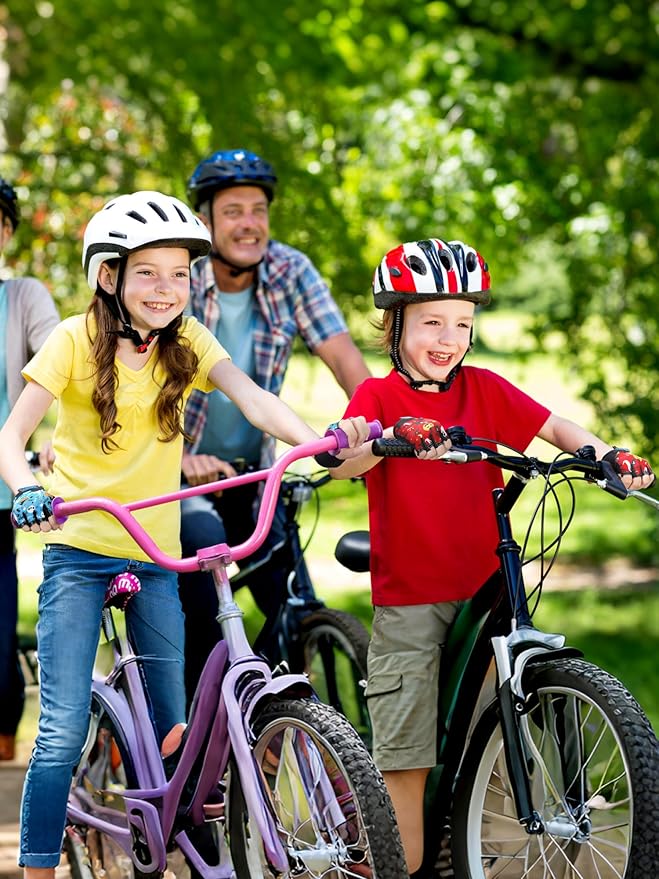 Boao 3 Pairs Kids Half Finger Bike Gloves Non-Slip Breathable Adjustable Birthday Gift for Boys Girls for Bike Workout