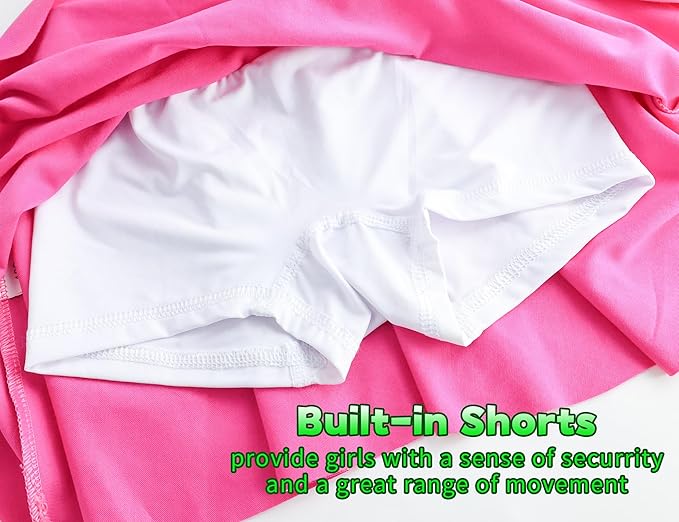 Gnainach Girls Skorts High Waist Athletic Skirts with Shorts Stretchy Activewear for Teens Kids Performance Tennis