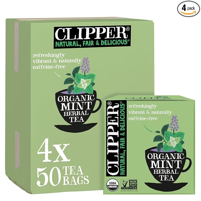 Clipper Tea Mint Herbal Teabags – Caffeine Free, USDA Organic, Great Hot or Iced – Refreshing, Natural, Fair & Delicious – 200 Tea Bags