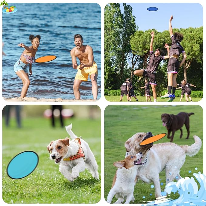20PCS Foldable Flying Disc Fans with Bags, 9.8'' DIY Handheld Black Egde Fabric Folding Fan for Outdoor Game Activities Birthday Party Favors Gifts, Orange
