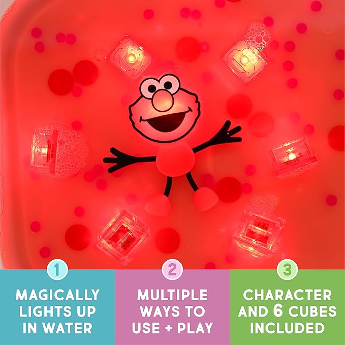 Glo Pals x Sesame Street Water-Activated Light-Up Cubes for Sensory Play (Elmo - Cubes with Character)