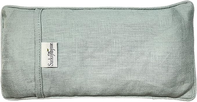 Sacksy Thyme Organic Linen Eye Pillow - Lavender & Flaxseed for Relaxation, Yoga, Stress Relief - Microwavable Heating Pad & Cool Compress - Made in USA - Gifts for Meditation
