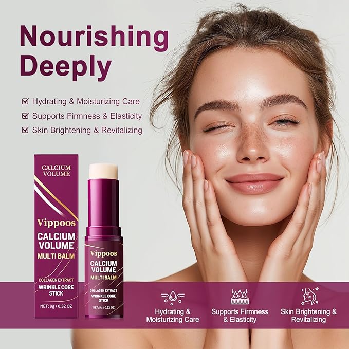 Calcium Multi Balm Stick- Calcium Volume Multi Balm,Korean Collagen Hydrating Stick, Anti-aging,Hydrating Cream, Hydration, Firm skin, Suitable for Face, Eyes, Neck,non-greasy,For All Skin Types2pcs