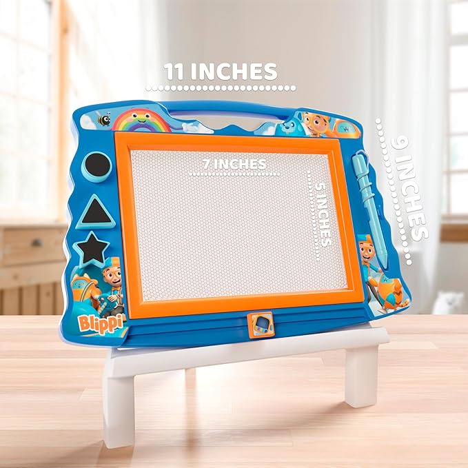 Lollipop Lolipop Blippi Magnetic Sketcher with Magnetic Pen and Stamps - Star, Heart, Triangle Shapes | Creative Drawing Pad for Kids Blippi Toys for Boys and Girls