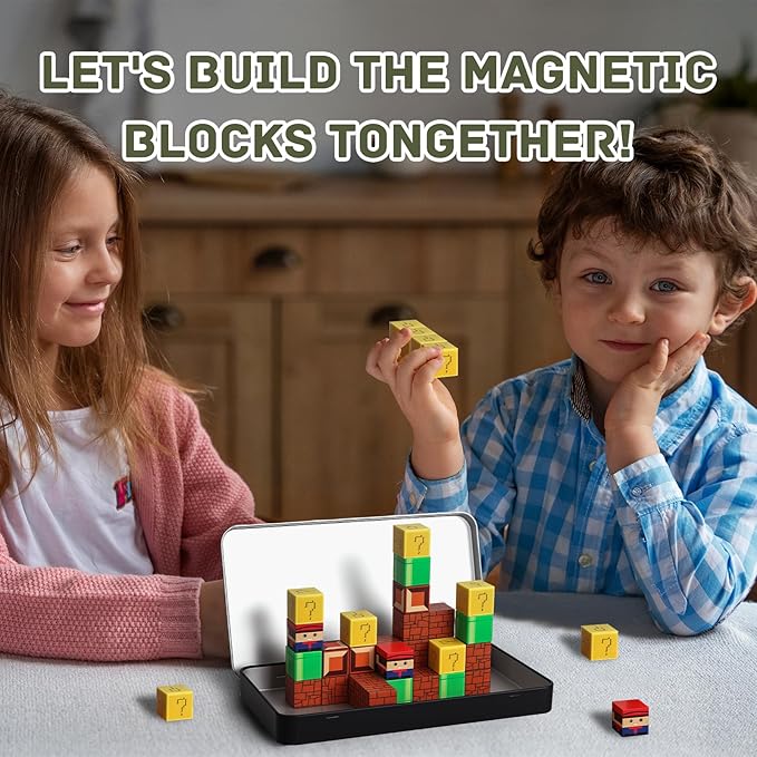 Mini Magnetic Blocks with Portable Iron Storage Box - Travel Magnet Building Block for Kids, STEM Construction Toys for Ages 3+, Educational Learning Toy Gift for Boys Girls