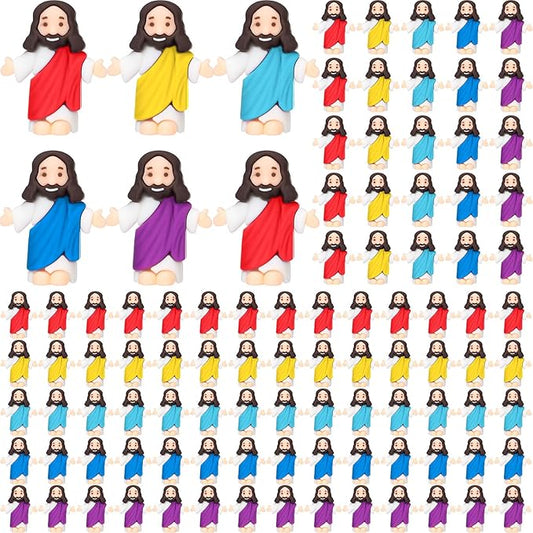 Barydat 200 Pcs Little Jesus Figures Baby Mini Jesus Figurines Bulk to Hide and Seek Tiny Miniature Christ Savior Figurine Toys Religious Gift for Easter Egg Stuffer Sunday School Baptism, Multicolor