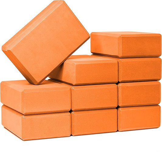 3" Yoga Block, 10 Pack Bulk EVA Foam Yoga Blocks, Firm and Supportive Yoga Brick, Balance Foam for Stretching, Pilates, and Workout, 3" x 6" x 9"