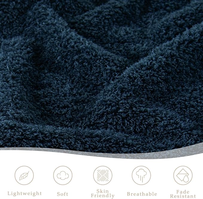Exclusivo Mezcla Fleece Throw Blanket for Couch and Sofa, 50" x 60" | Super Soft and Cozy Fluffy Blanket for Women, Lightweight and Fuzzy Throw for Home Decor, All Season, Navy Blue