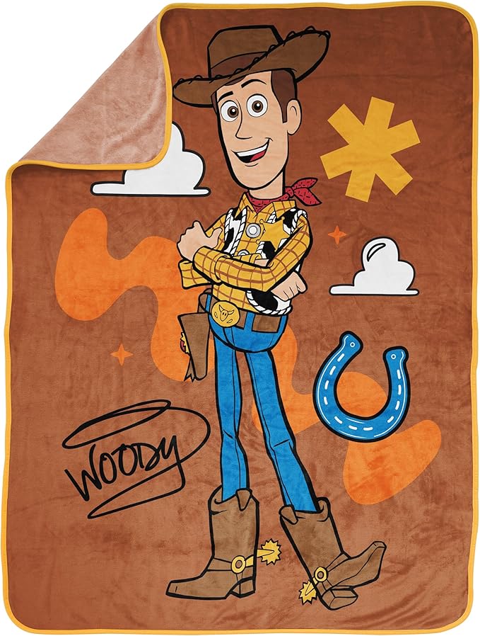 Jay Franco Plush Throw Blanket – 46" x 60" Inches Kids Hero Soft & Cozy Fleece Throw for Bedroom & Couch Décor, Official Licensed Product, Brown - Toy Story Woody