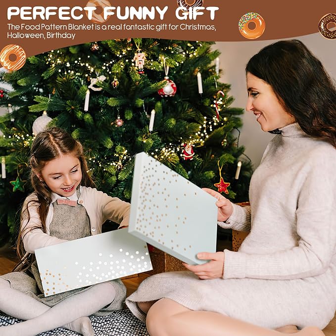 SeaRoomy Chocolate Donut Blanket, Realistic Funny Food Blanket, 60 in | White Elephant Gifts, Gag Gifts For Teen Boys & Girls, Novelty Christmas Birthday Presents, Double Sided, Soft Flannel