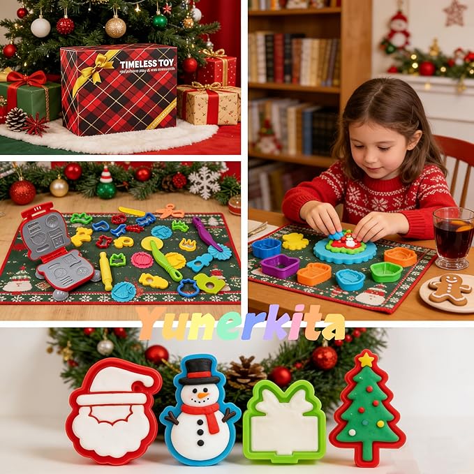 Play Dough Tools Set, Kids Clay Molds Kit with Animal Letters Numbers Cutters Rollers Storage Box, Non-Toxic ASTM F963 Certified, Toys for Toddlers Boys Girls Ages 3-8
