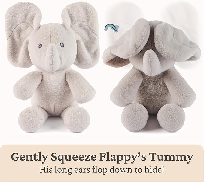GUND Baby Peek-a-Boo Flappy Elephant Plush, Elephant Stuffed Animal, Baby Toy for Ages 0 and Up, Gray, 7" (Batteries Not Required)