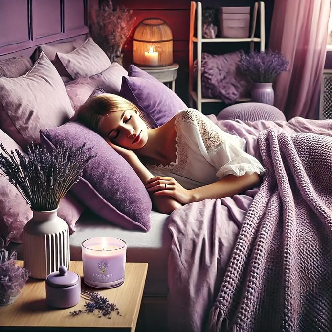 CHILLFLAME Lavender Candle, Scented Candles Gift Set for Stress Relief, 3 Votive Candles for Women and Men, Birthday Candle Gifts for Women, Christmas Candles for Women (Purple, 7 oz)