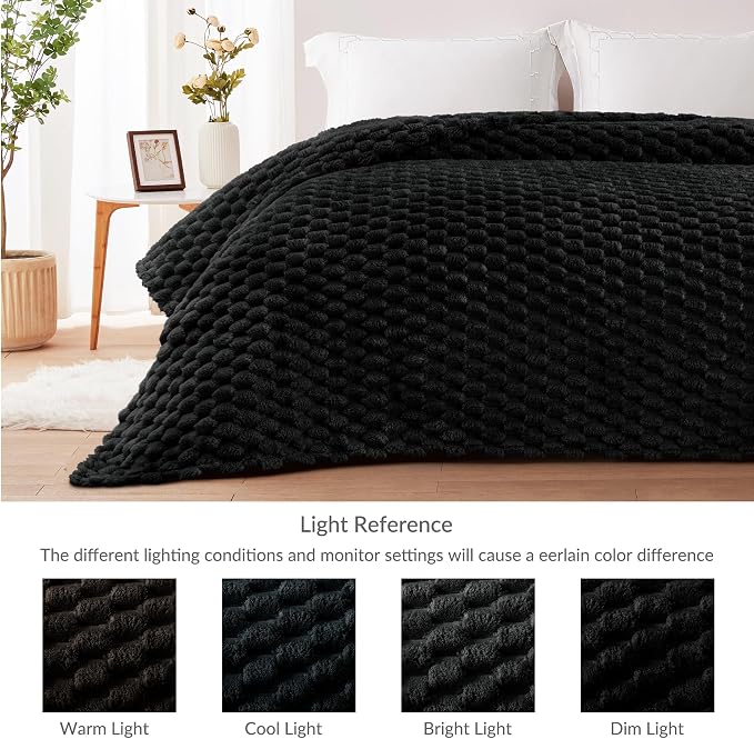Whale Flotilla Soft Fleece King Size Bed Blanket Luxury 3D Jacquard, Black | Lightweight Breathable Coverlet Bedspread for All Seasons, Super Cozy Plush Fluffy Fuzzy Decorative Blanket for Bed, 90"x104"
