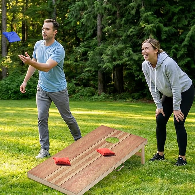 Sportdo 4x2 ft Solid Wood Cornhole Set with 8 Bean Bags, Regulation Size Cornhole Board Set for Adults, Cornhole Game Set for Tailgate Backyard Toss Games Indoor&Outdoor Activities