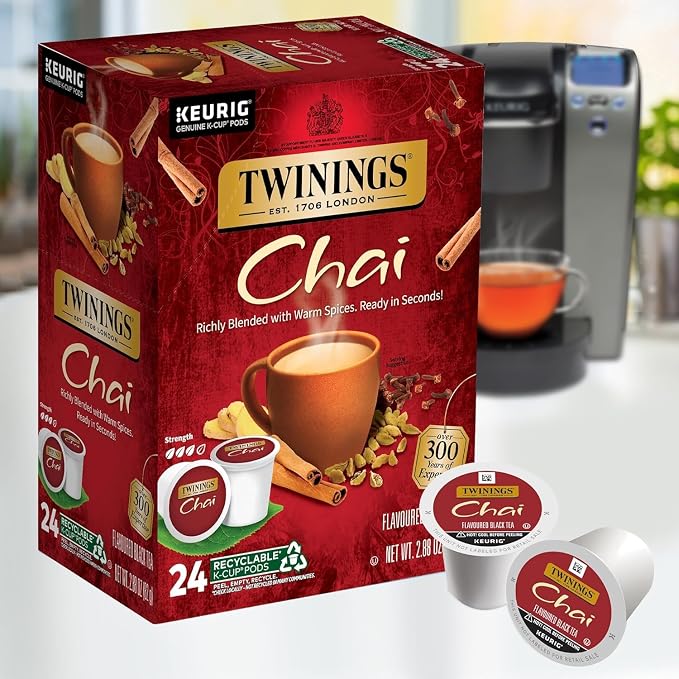 Twinings of London Chai Tea K-Cups for Keurig, 24 Count (Pack of 4)