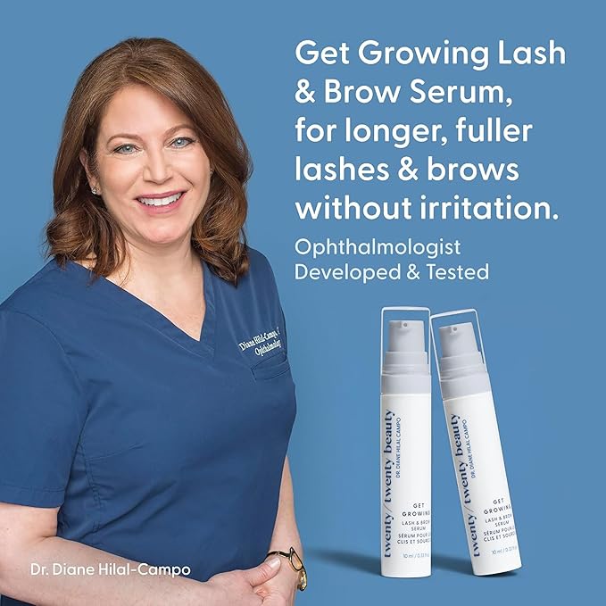 Get Growing Lash & Brow Serum – Thicker, Fuller Looking Lashes & Brows - Ophthalmologist Developed, Safe for Sensitive Eyes - Vegan, Cruelty-Free, Clean Ingredients
